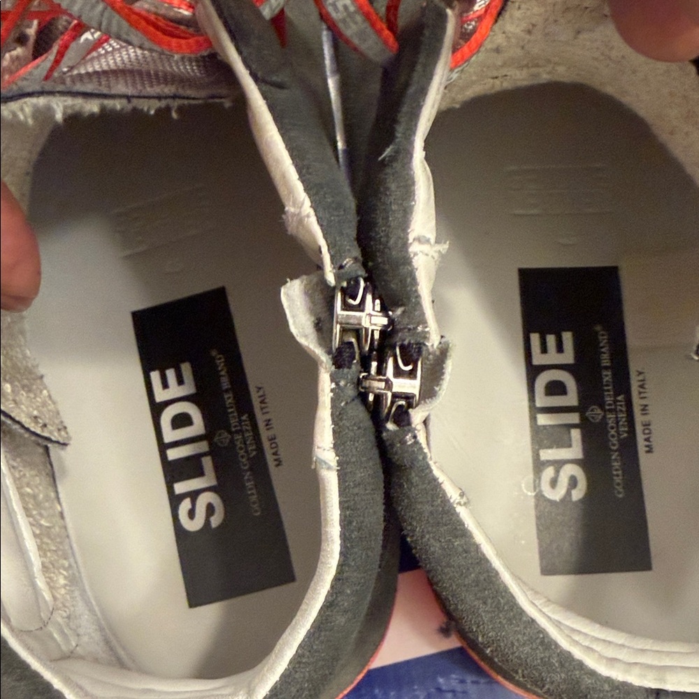 Golden Goose Deluxe Brand Slide Ice Suede Orange High-Top Sneakers - Picture 3 of 12